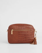 Pom Pom London City Croc Leather Crossbody Bag