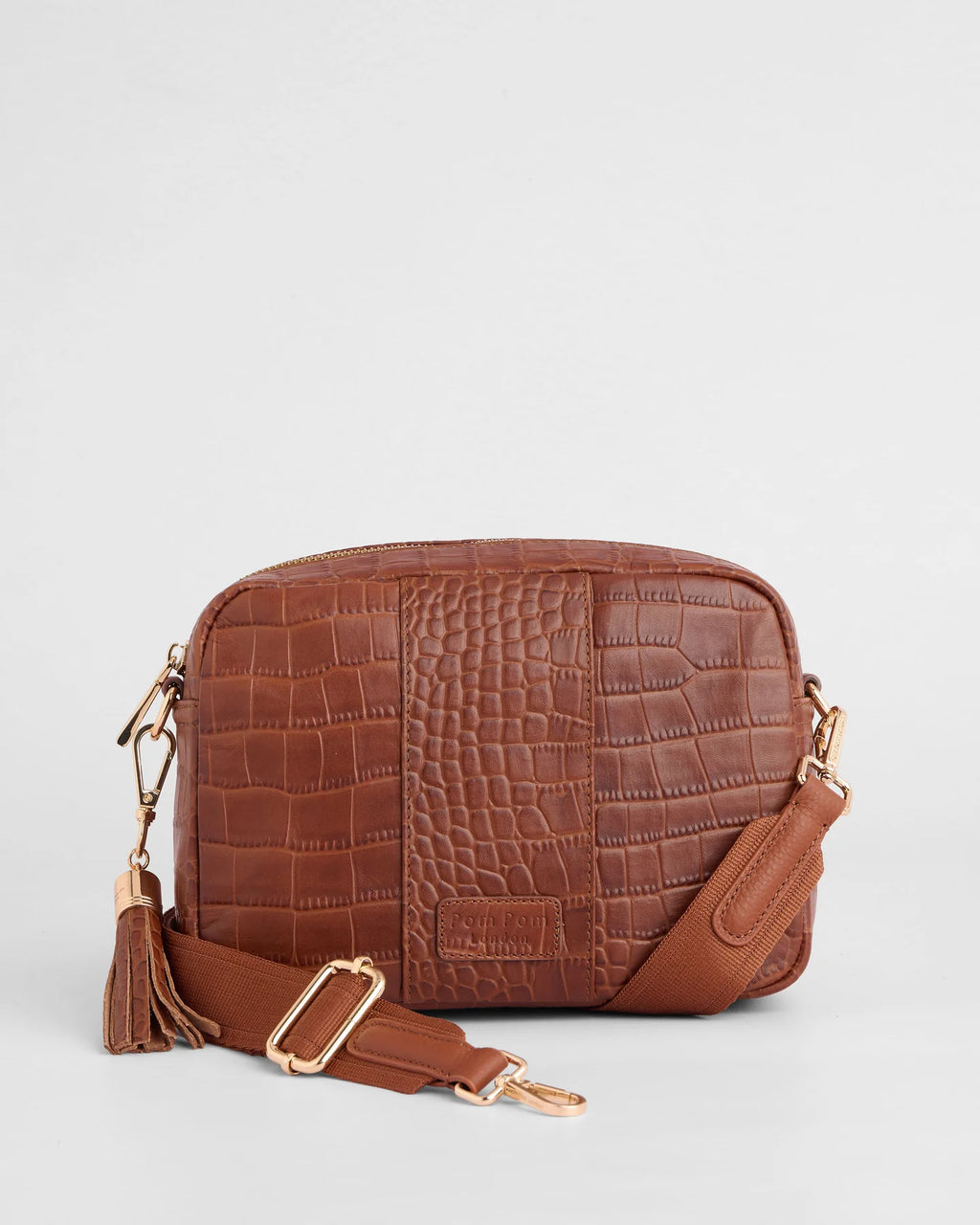 Pom Pom London City Croc Leather Crossbody Bag