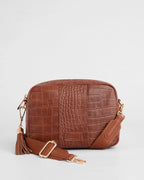 Pom Pom London City Croc Leather Crossbody Bag