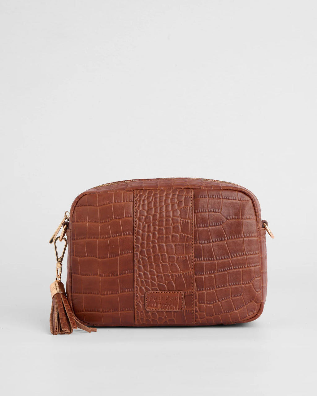 Pom Pom London City Croc Leather Crossbody Bag