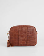 Pom Pom London City Croc Leather Crossbody Bag
