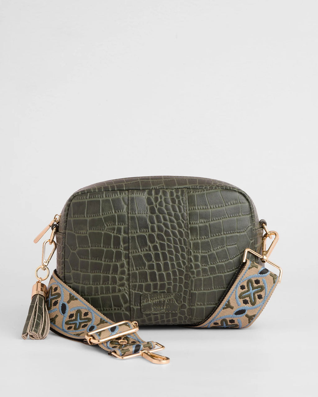 Pom Pom London City Croc Leather Crossbody Bag