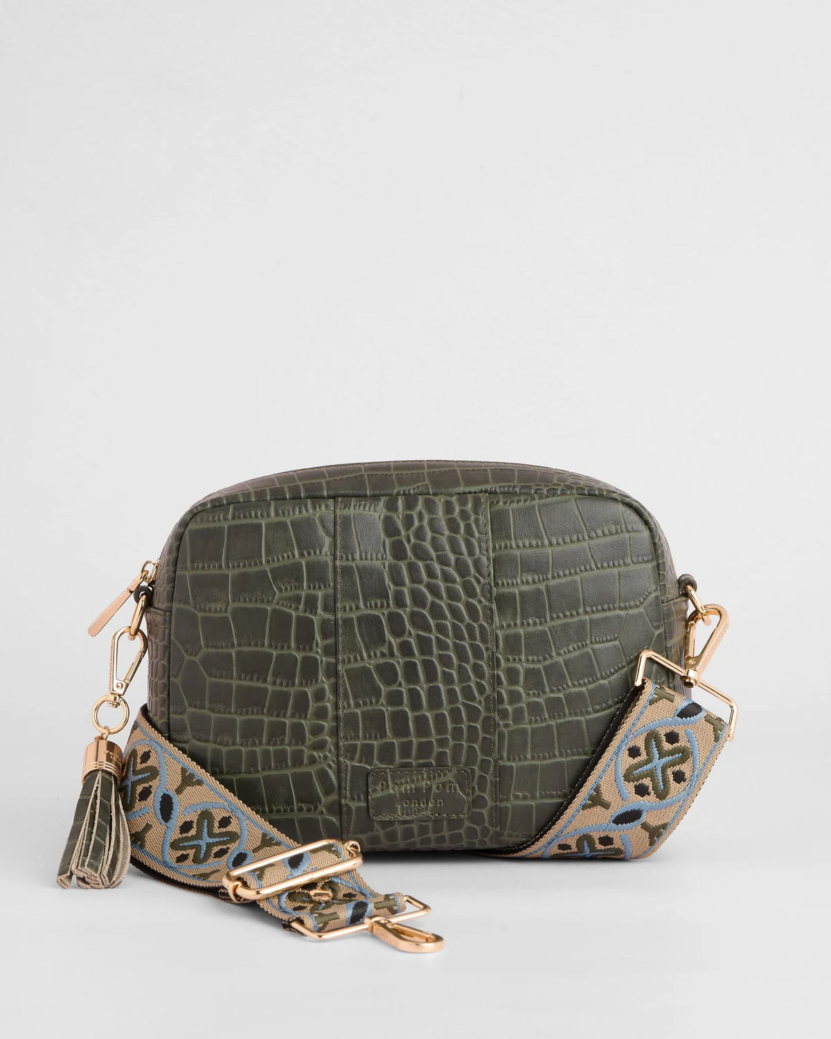 Pom Pom London City Croc Leather Crossbody Bag