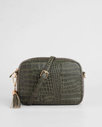 Pom Pom London City Croc Leather Crossbody Bag