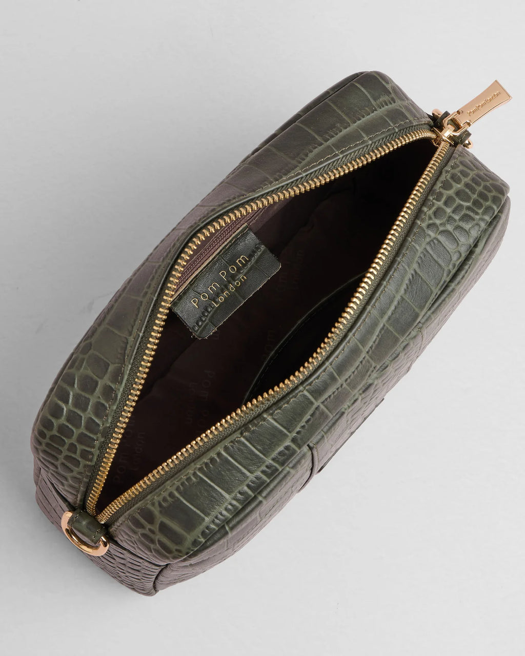 Pom Pom London City Croc Leather Crossbody Bag