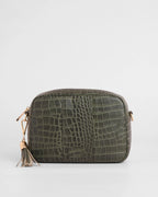 Pom Pom London City Croc Leather Crossbody Bag