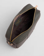 Volcano Grey pebble leather crossbody bag with tassle and gold hardward - inside view