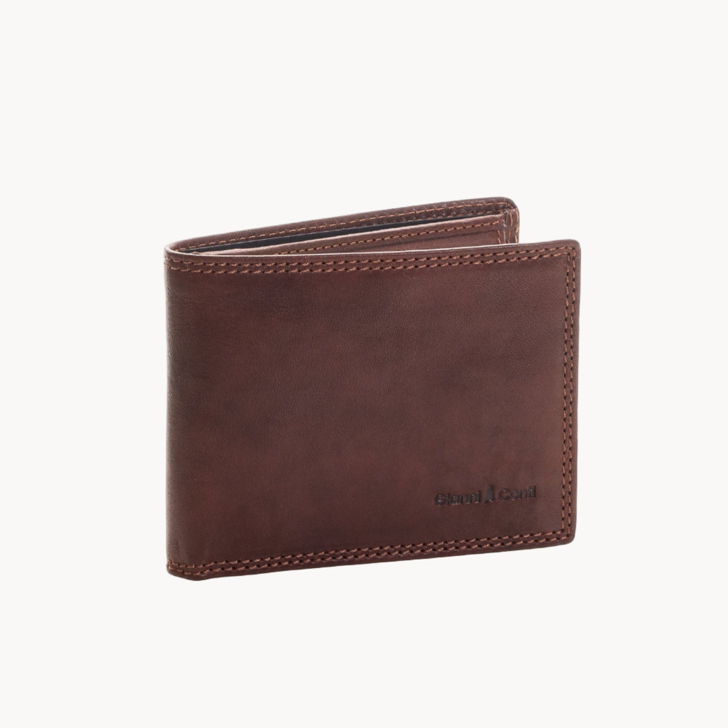Brown leather wallet on a white background