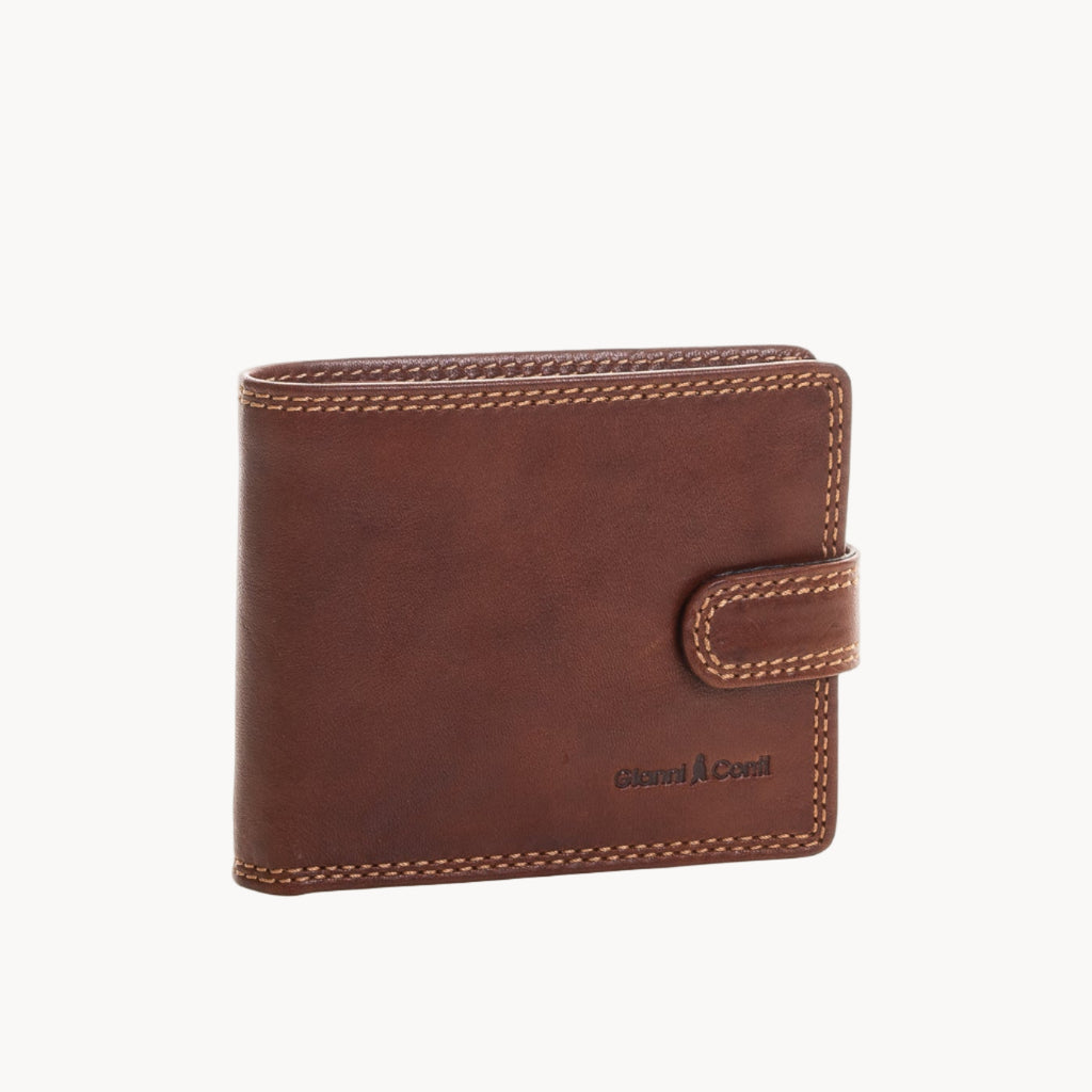 Brown leather wallet on a white background