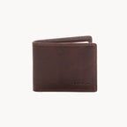Brown leather wallet on a white background
