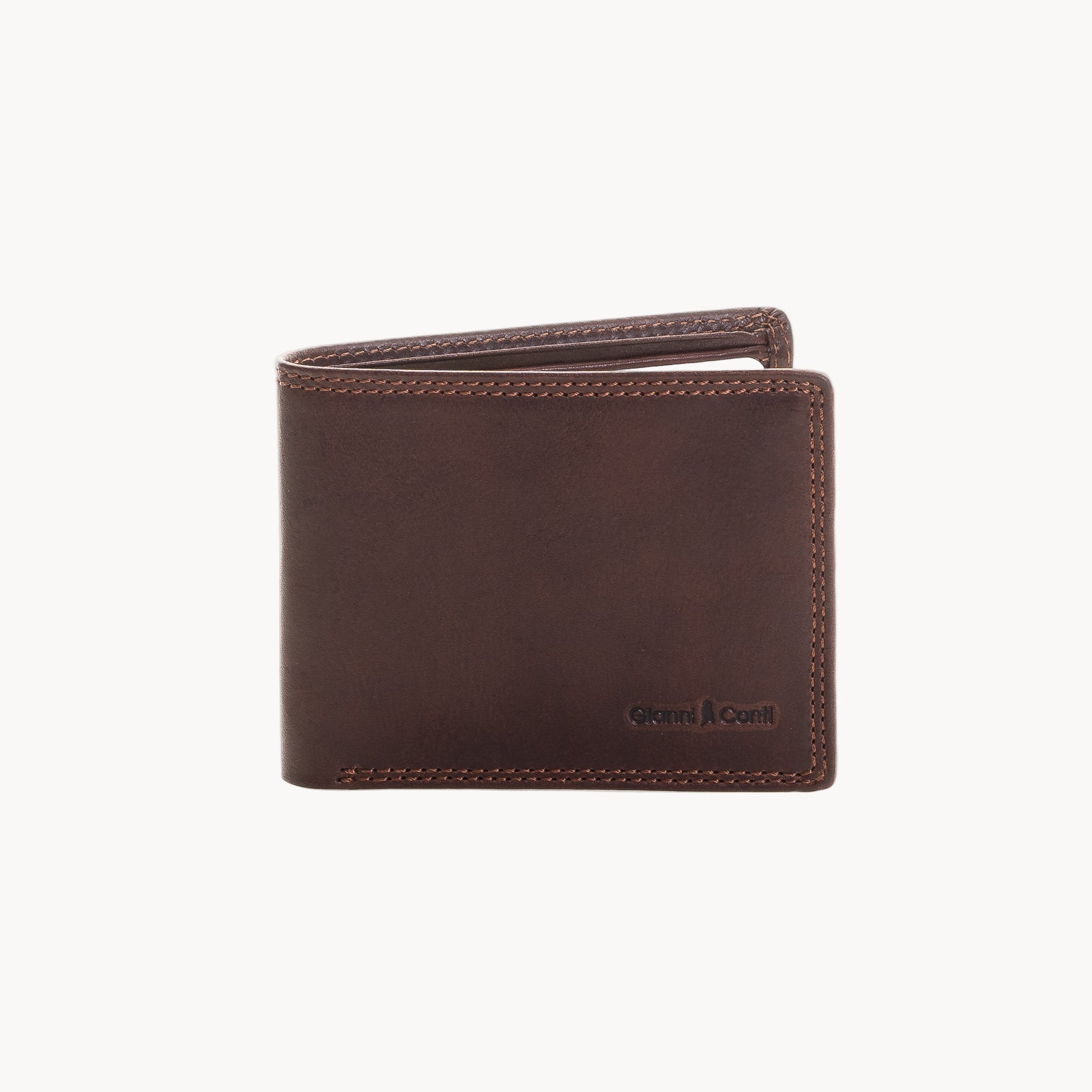 Brown leather wallet on a white background