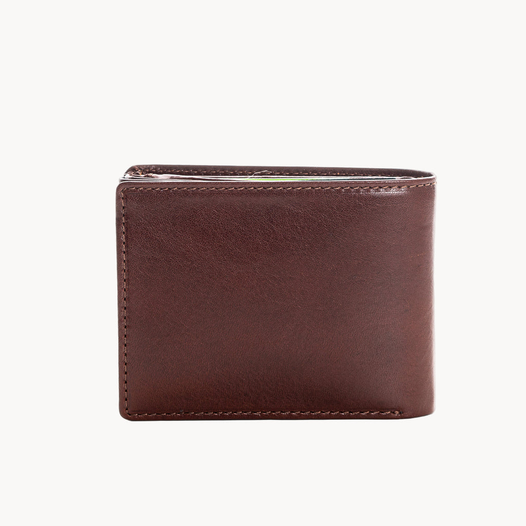 Brown leather wallet on a white background