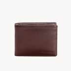 Brown leather wallet on a white background