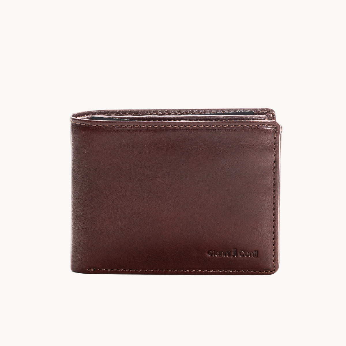 Brown leather wallet on a white background