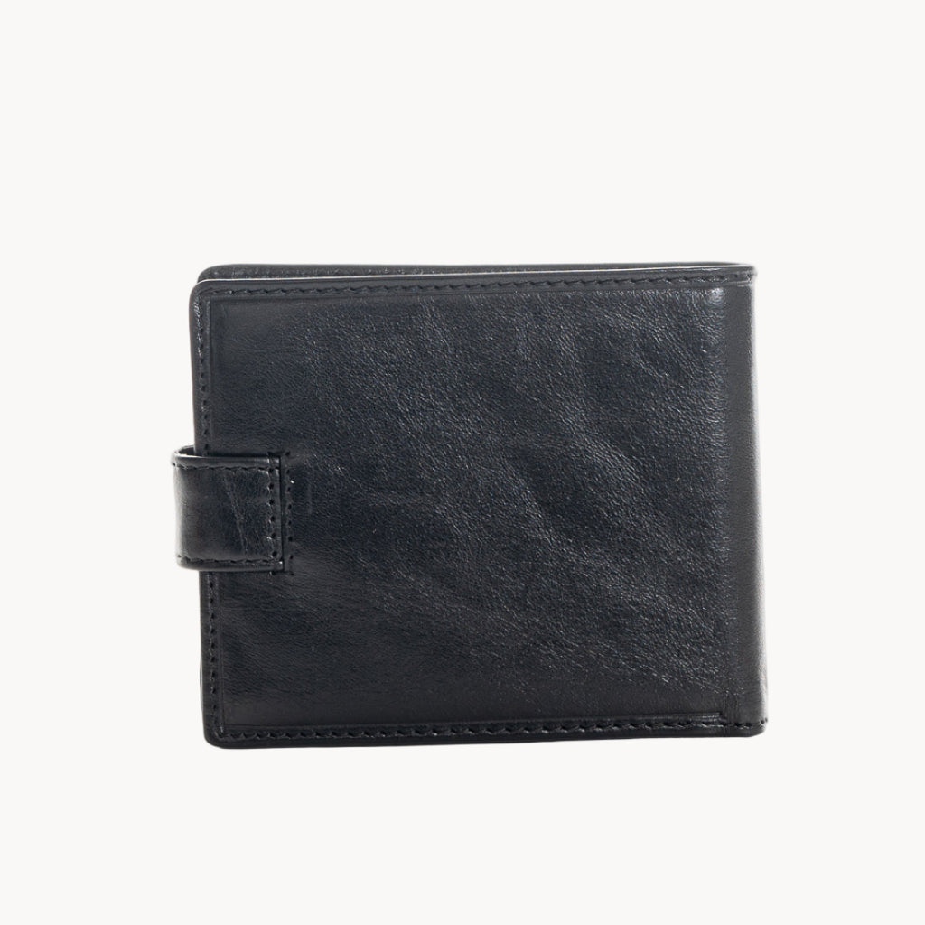 Black leather wallet on a white background