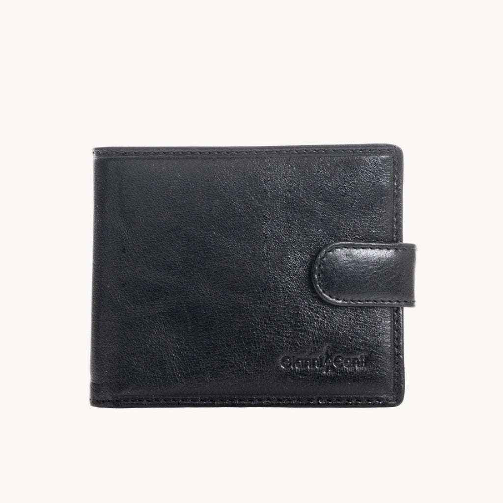 Black leather wallet on a white background