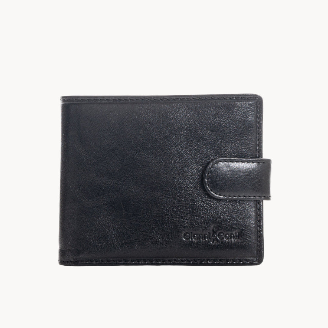 Black leather wallet on a white background