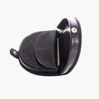 Blue leather coin wallet on a white background