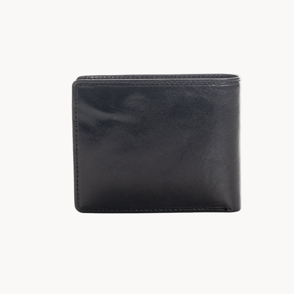 Black leather wallet on a white background