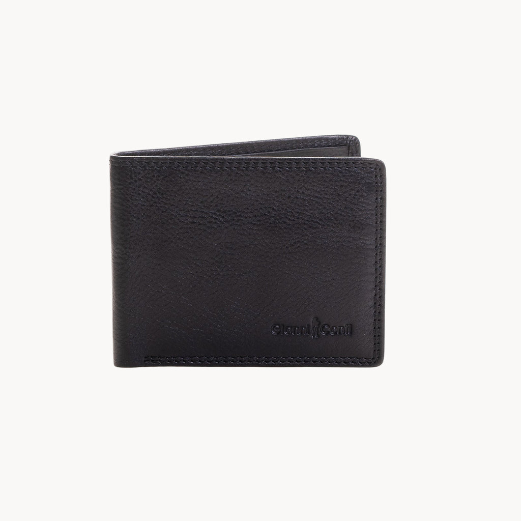 Black leather wallet on a white background