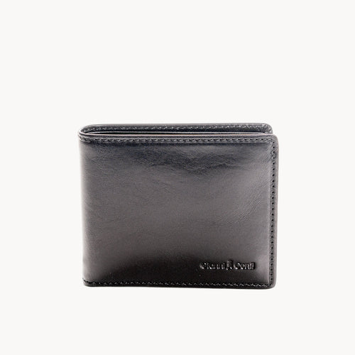 Black leather wallet on a white background