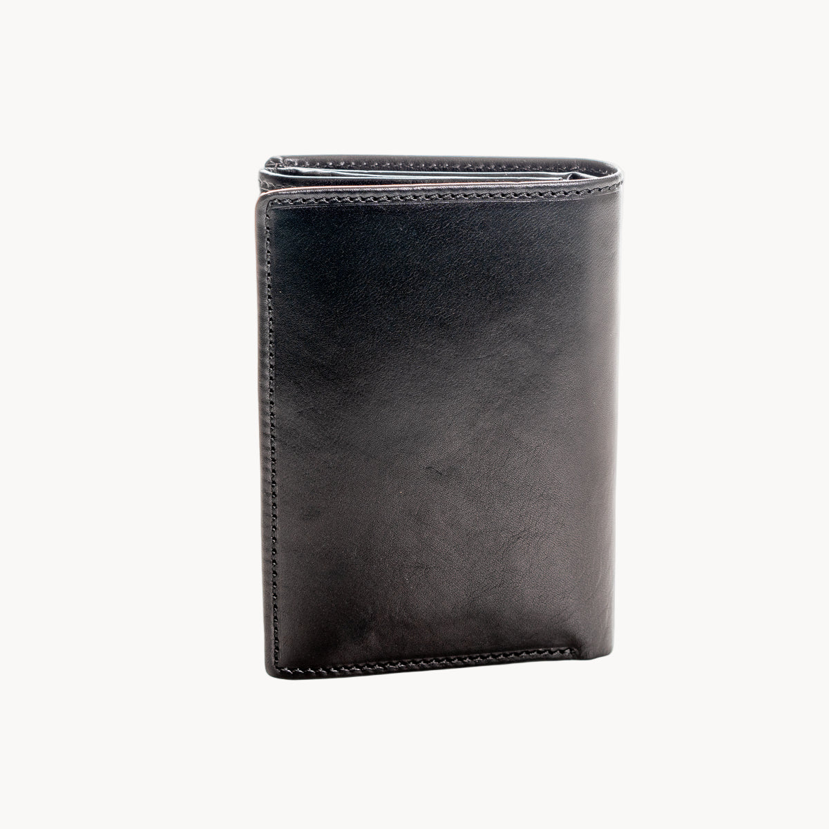 Black leather wallet on a white background