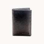 Black leather wallet on a white background