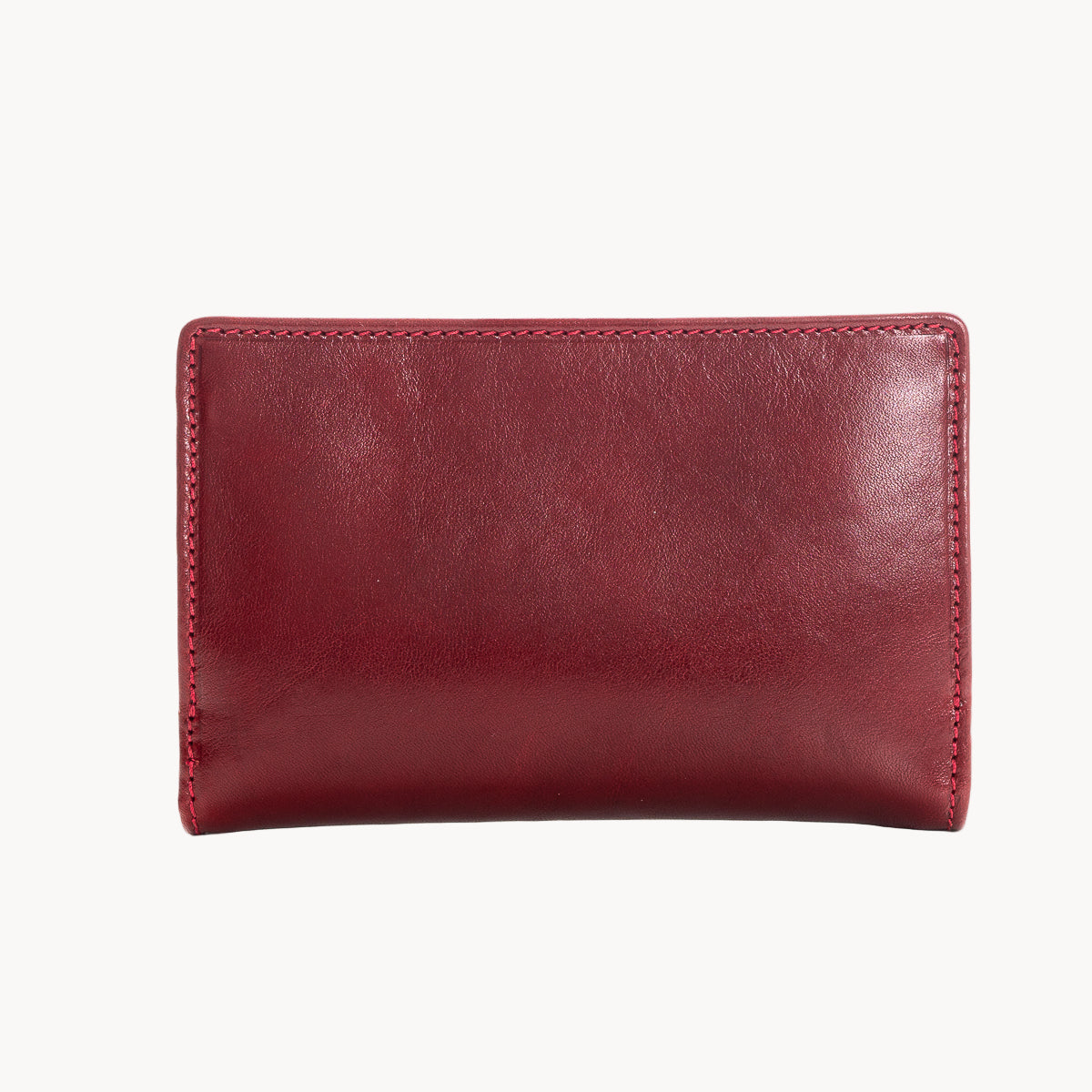 Red leather wallet on a white background