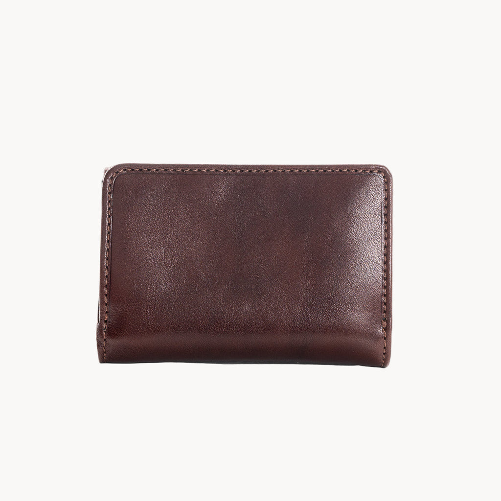 Brown leather wallet on a white background