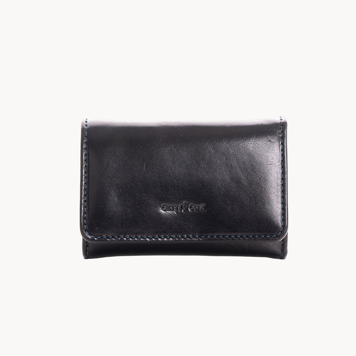 Black leather wallet on a white background