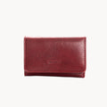 Gianni Conti Small Trifold Leather Purse in Red - front view with Gianni Conti branding