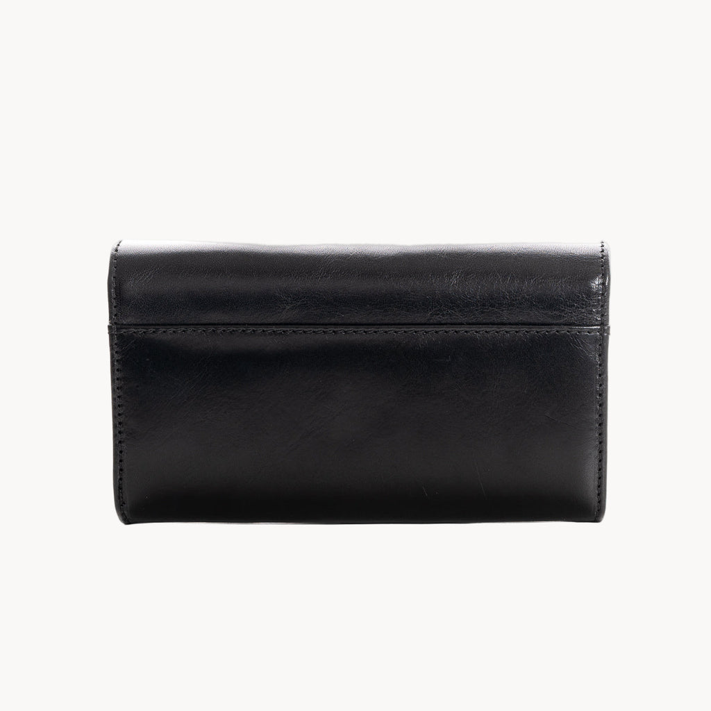 Black leather wallet on a white background