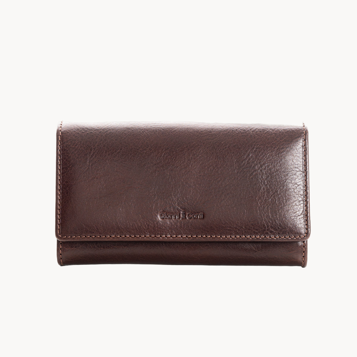 Brown leather wallet on a white background