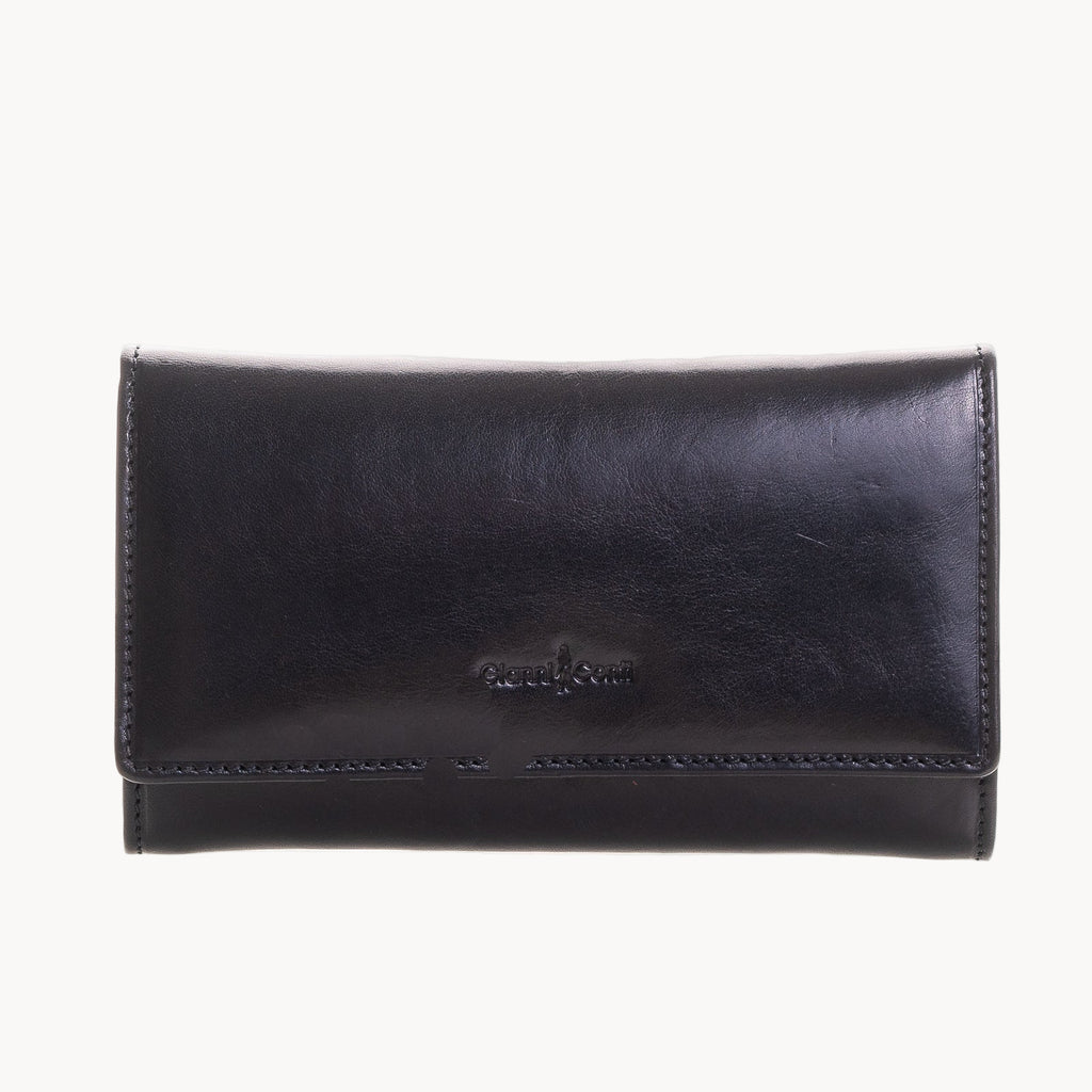 Black leather wallet on a white background