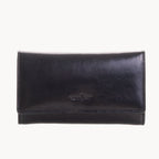Black leather wallet on a white background