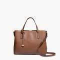 Radley Dukes Place Medium Ziptop Grab Multiway Bag in Dark Butter - front view showing twin grab handles and grained leather