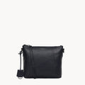 Radley Wood Street 2.0 Medium Leather Crossbody Bag in Black - front view showing panelled design and zip-top fastening
