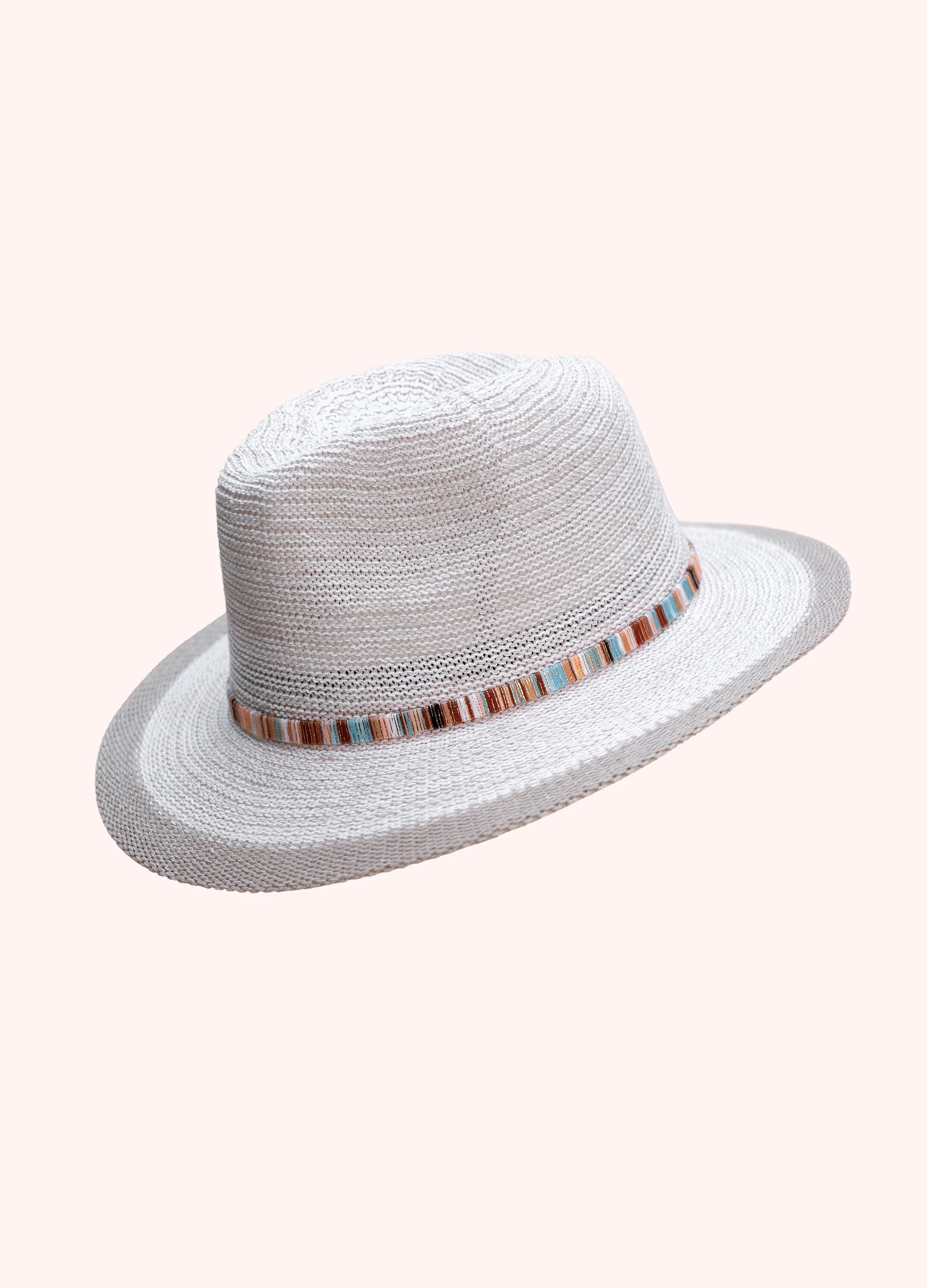 Grey sunhat with multicoloured band