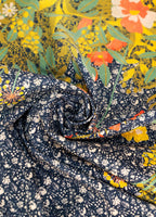 Powder Floral Hedgerow Cotton Scarf – Navy