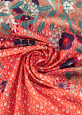 Powder Floral Hedgerow Cotton Scarf – Tangerine