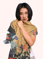 Powder Floral Hedgerow Cotton Scarf – Moss