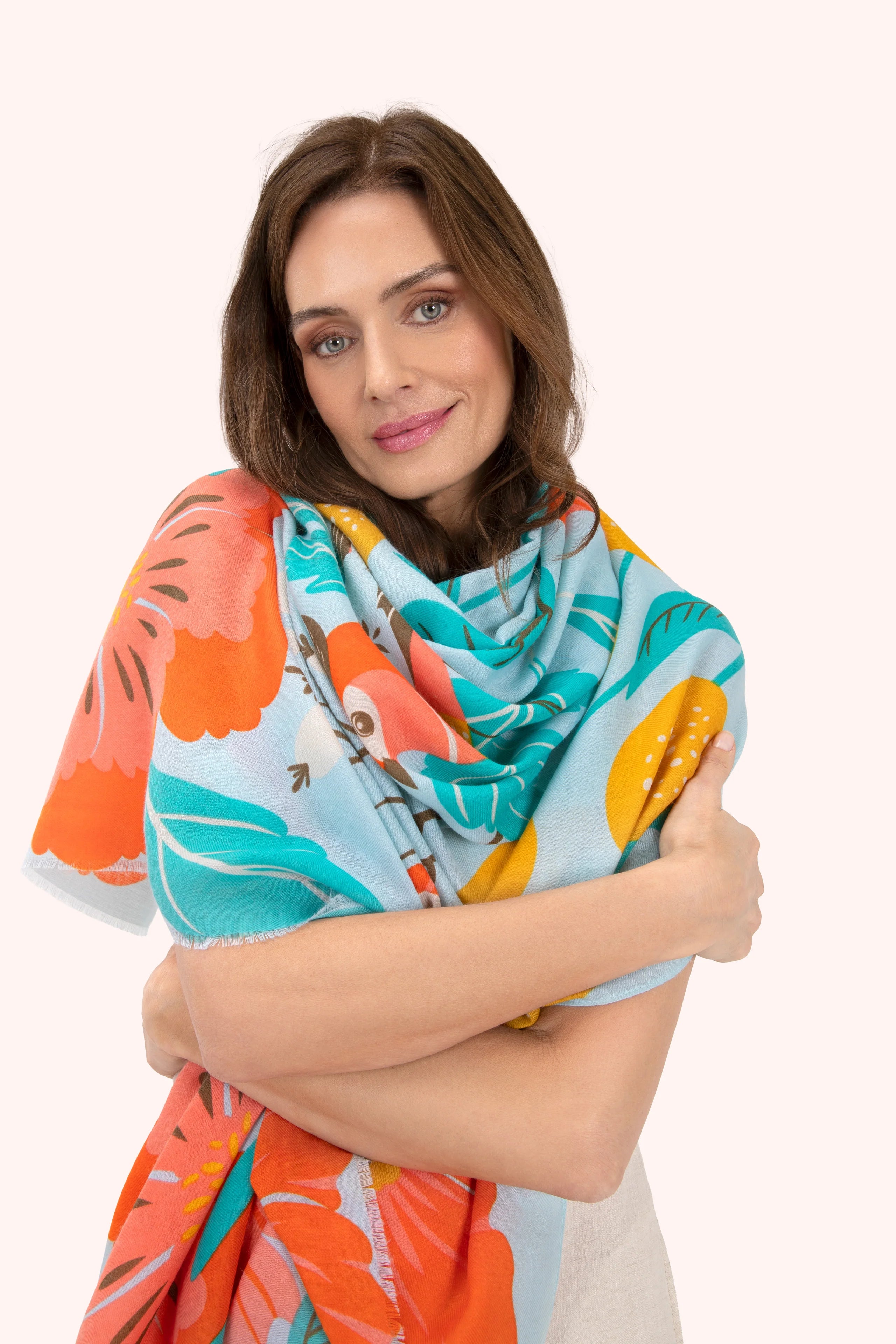Powder Lovebirds in a Poppy Field Printed Scarf