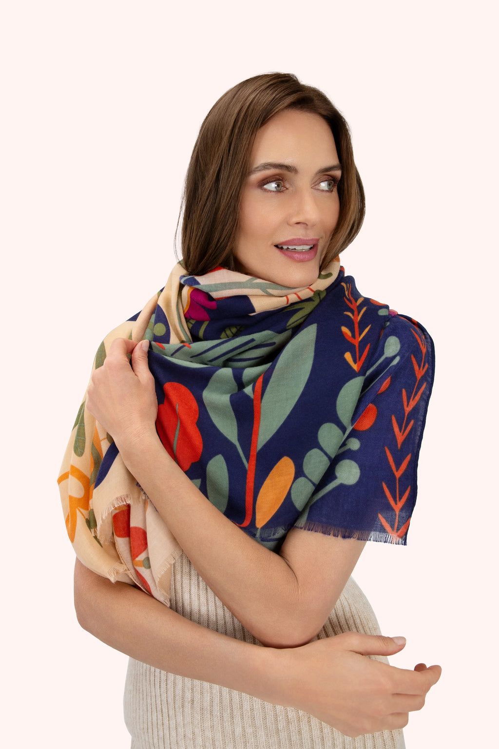 Powder Printed Scarf  Scandi Floral