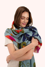 Powder Printed Scarf Folk Floral