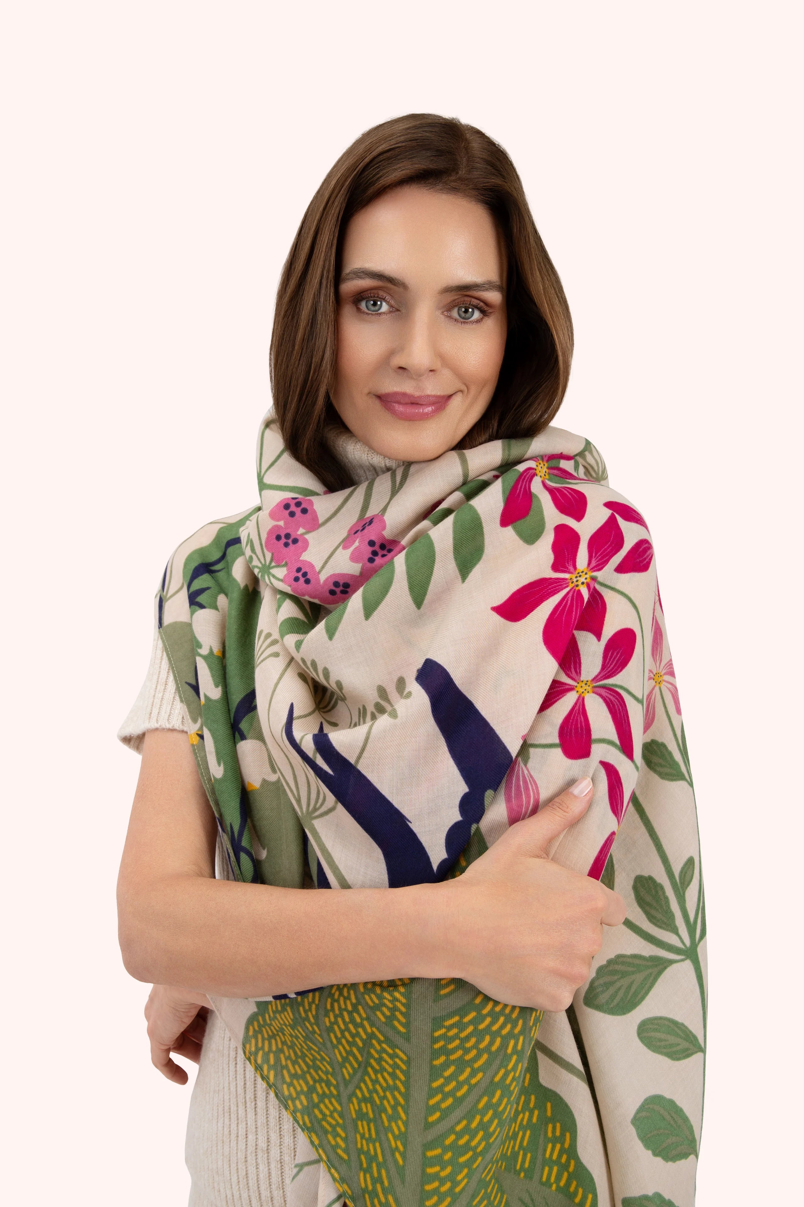 Powder Printed Scarf Swooping Swallows