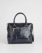 Pom Pom London Greenwich Patent Croc Leather Bag