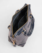 Pom Pom London Greenwich Patent Croc Leather Bag