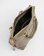 Pom Pom London Greenwich Patent Croc Leather Bag