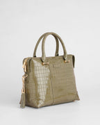 Pom Pom London Greenwich Patent Croc Leather Bag