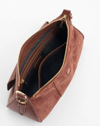 om Pom London Sunbury Mini Chocolate crossbody bag inside view